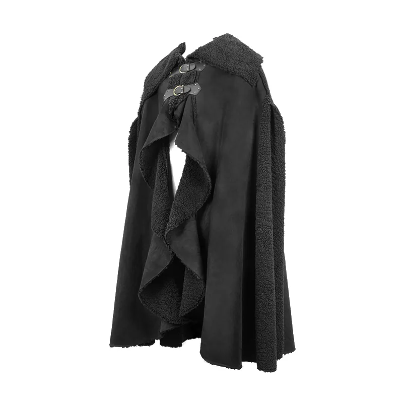 Men's Warm Irregular Cloak / Gothic Long Cloak with Buckled Straps / Alternative Clothing