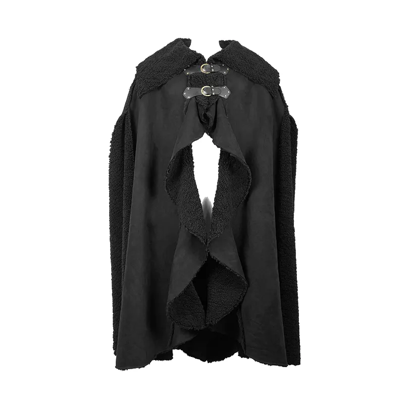 Men's Warm Irregular Cloak / Gothic Long Cloak with Buckled Straps / Alternative Clothing