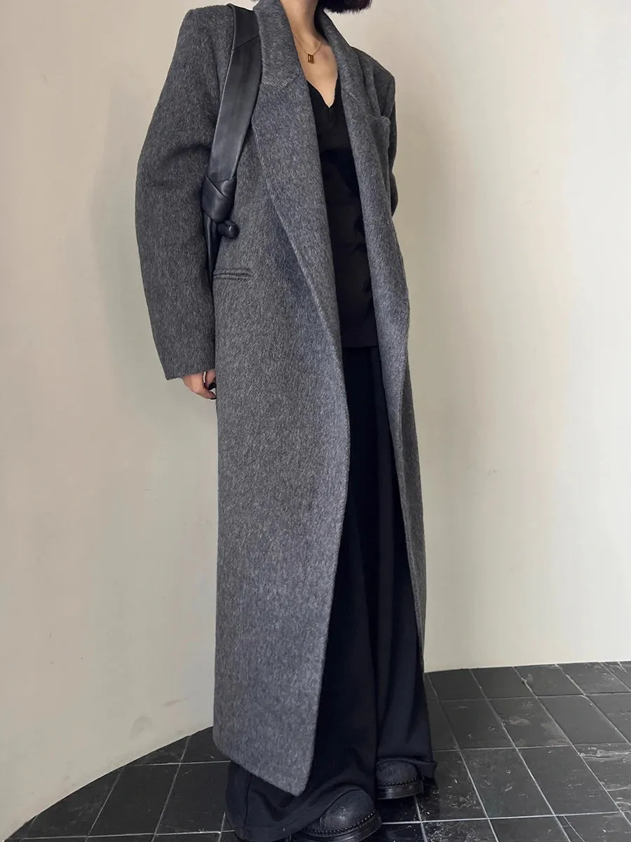 Minimalist Notched Long Sleeve Longline Coat