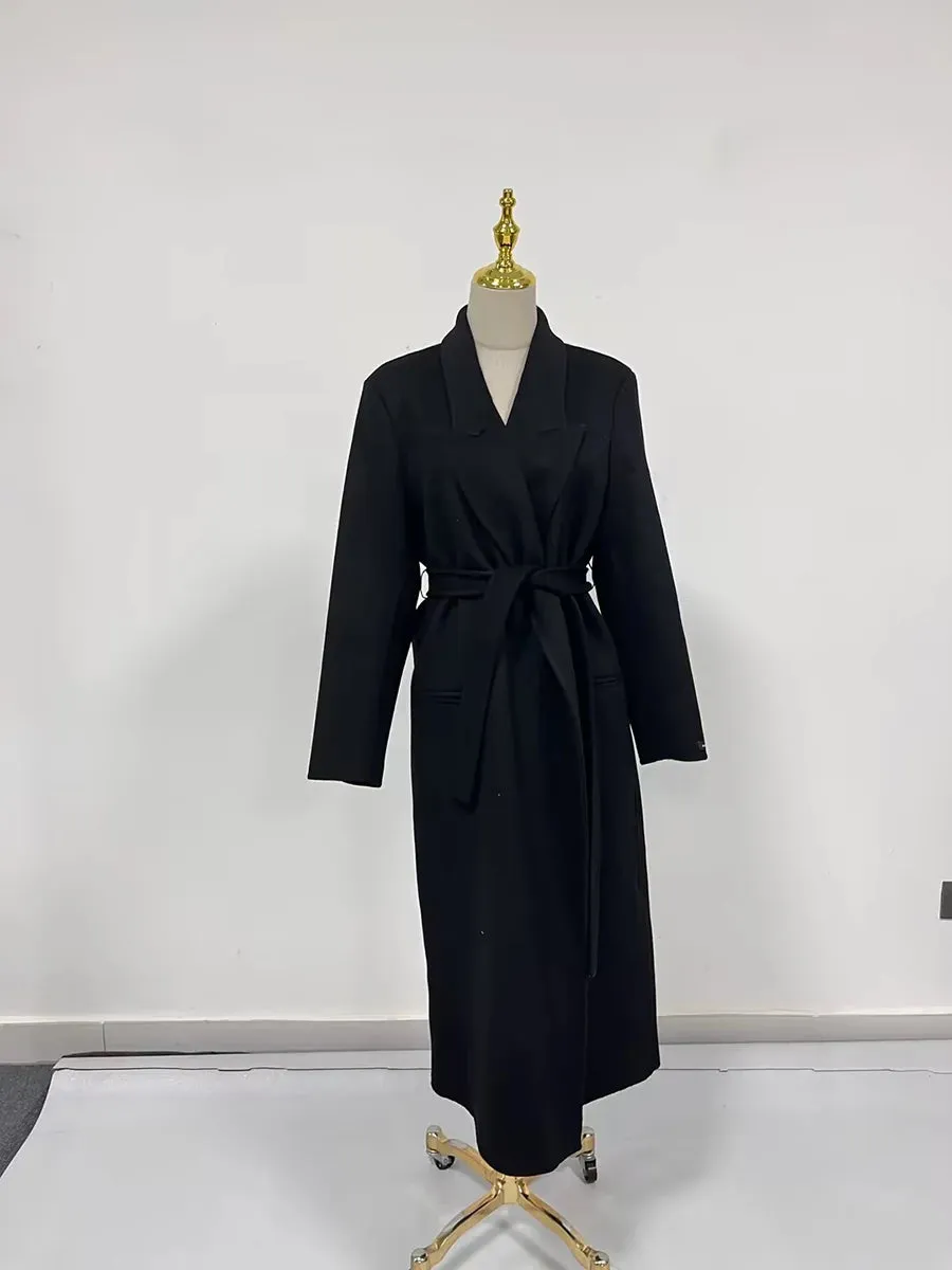 Minimalist Notched Long Sleeve Longline Coat