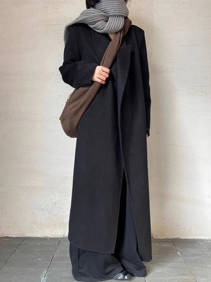 Minimalist Notched Long Sleeve Longline Coat