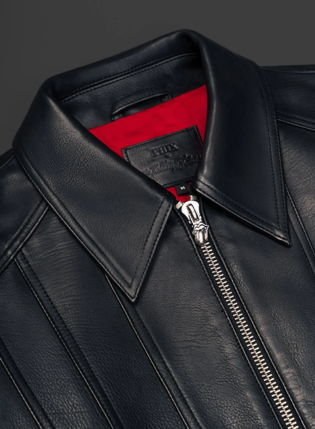 Phix X Rolling Stones Black Leather Panel Jacket