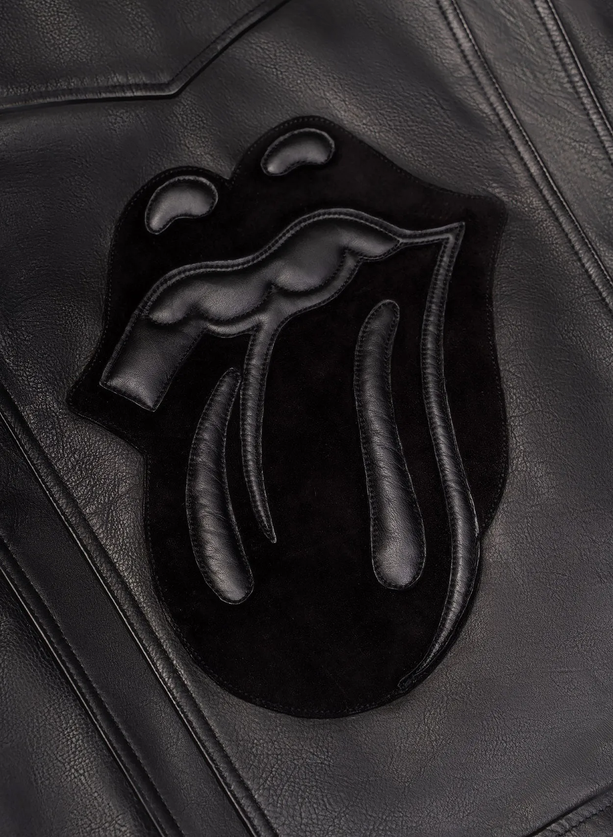 Phix X Rolling Stones Black Leather Panel Jacket