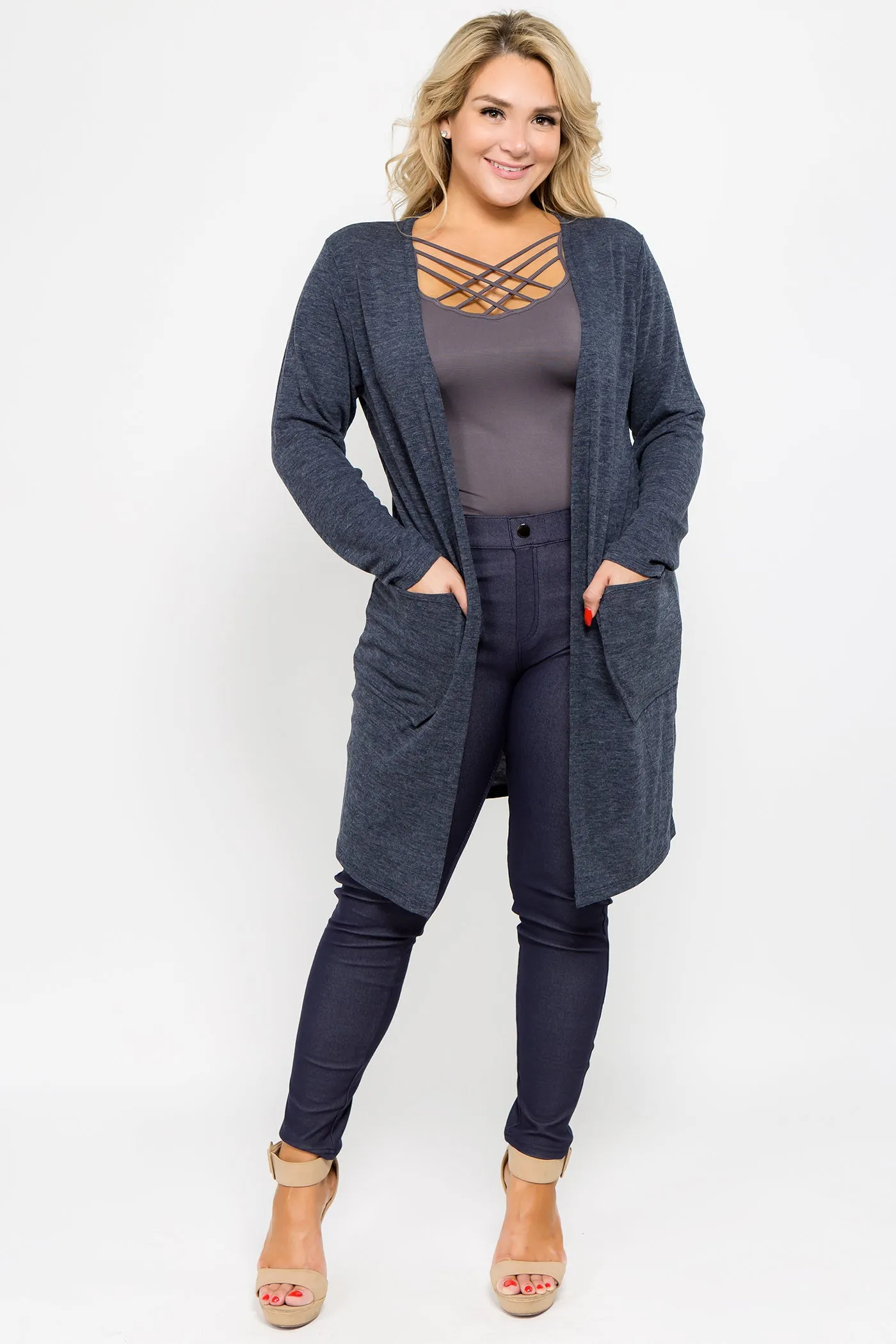 Plus Size Looks So Perfect Two Pocket Cardigan