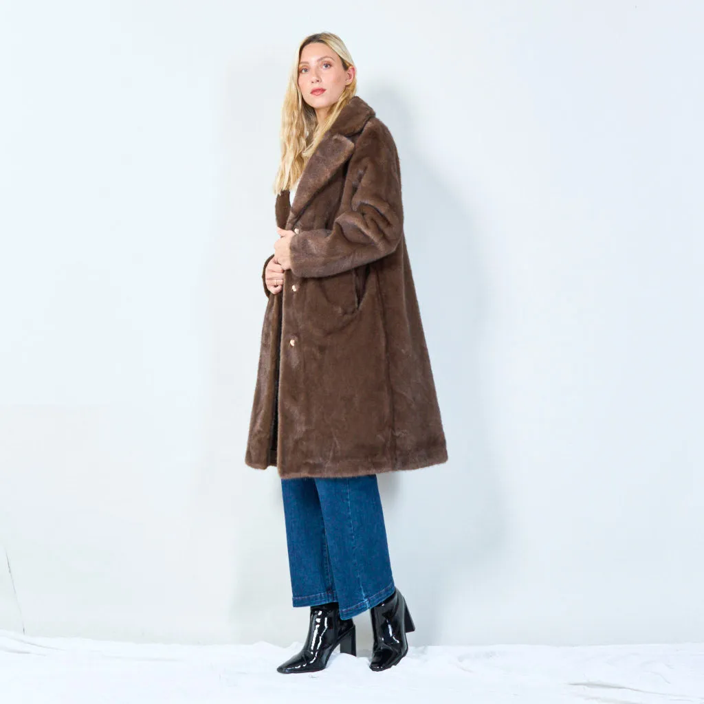 Plush faux fur long coat wholesale