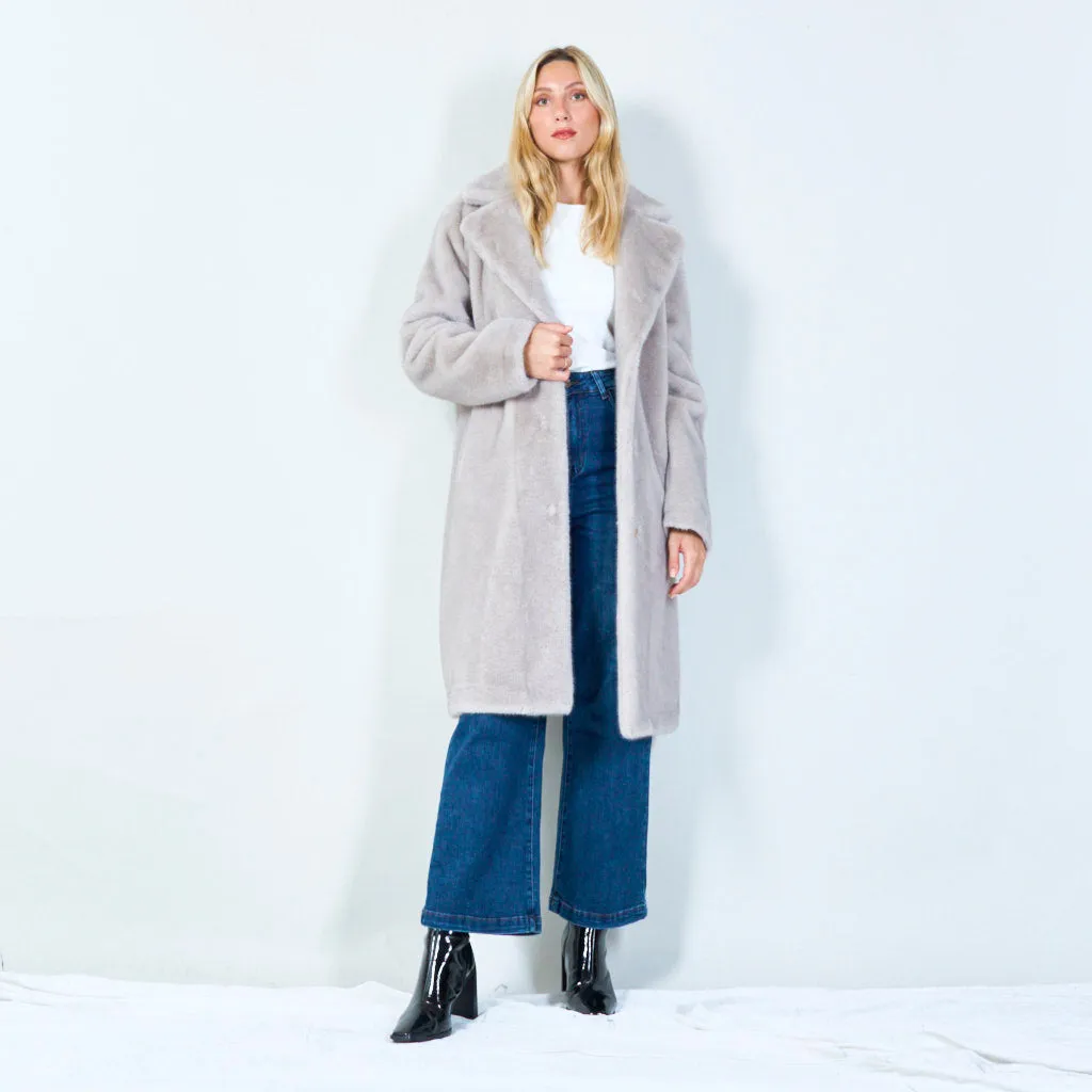 Plush faux fur long coat wholesale