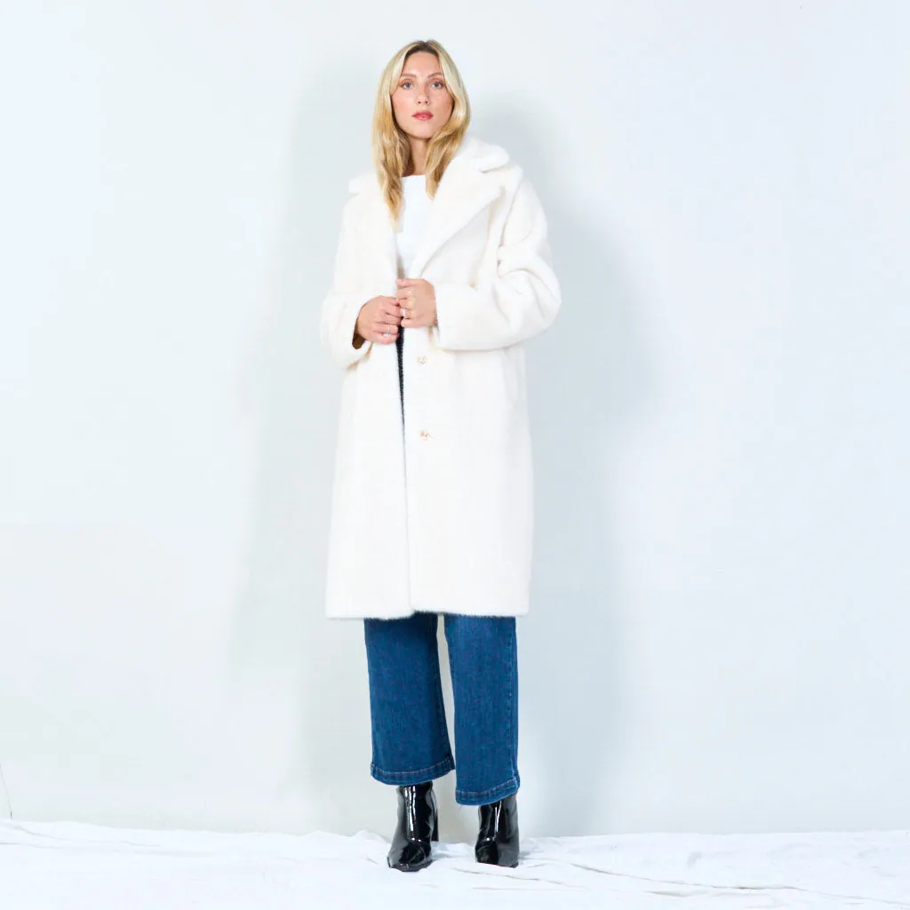 Plush faux fur long coat wholesale