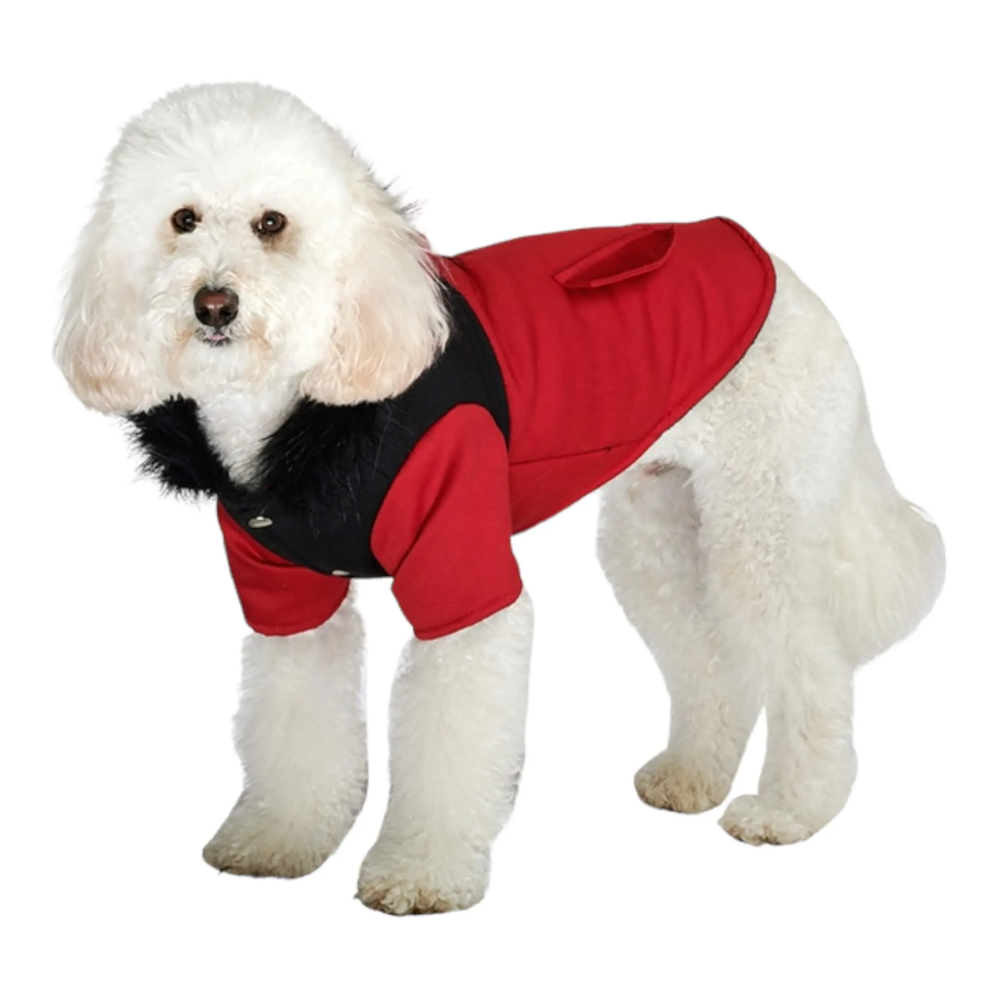 Red on Black Two Tone Dog Parka