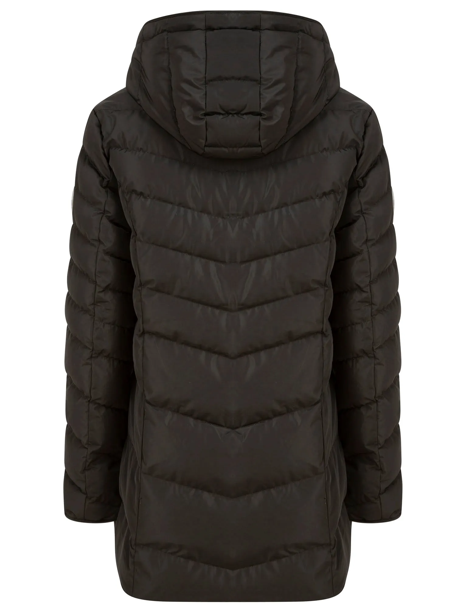 Safflower 2 Longline Quilted Puffer Coat with Hood In Black - Tokyo Laundry