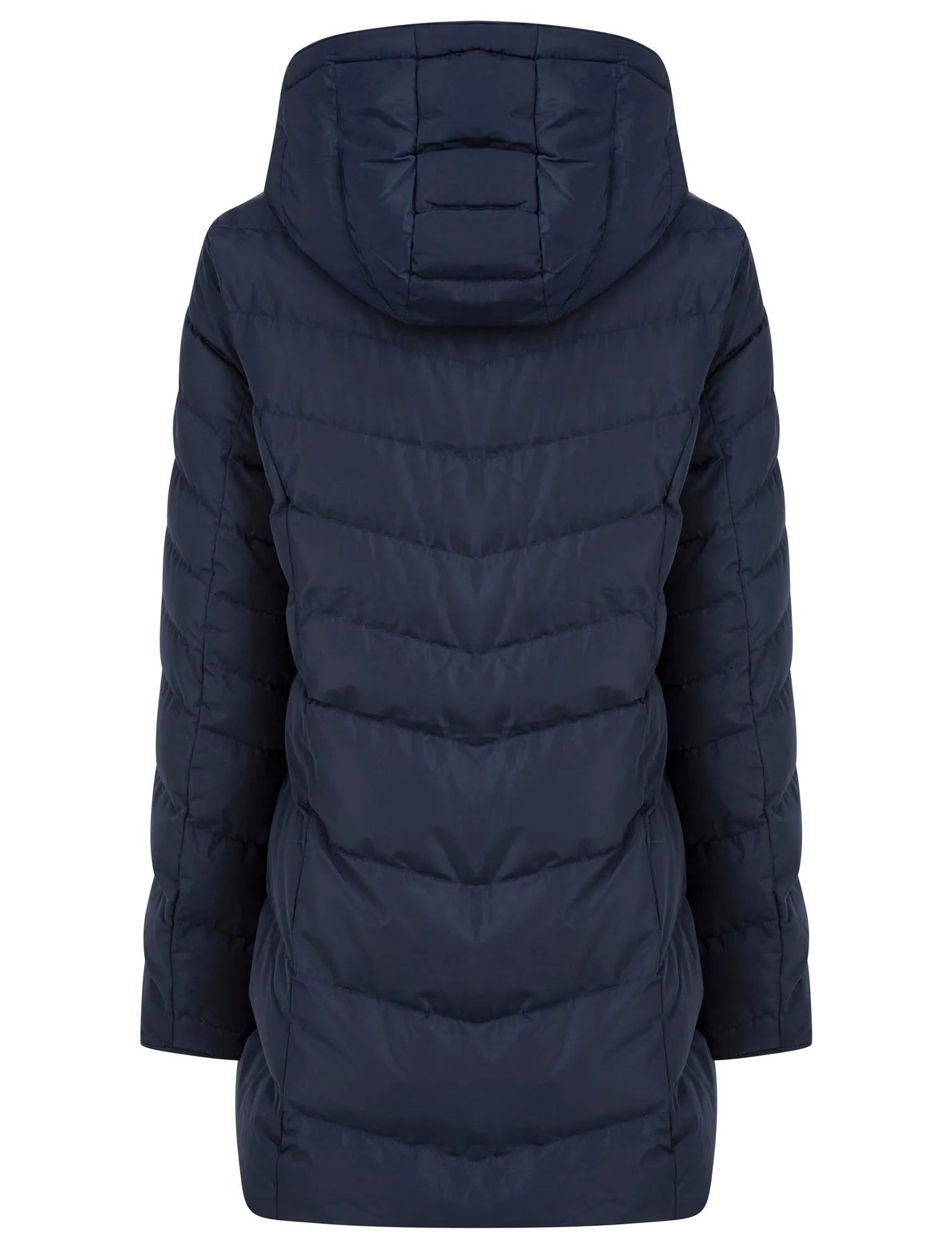 Safflower 2 Longline Quilted Puffer Coat with Hood In Peacoat - Tokyo Laundry