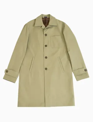 Sage Green Ventile Cotton Long Overcoat