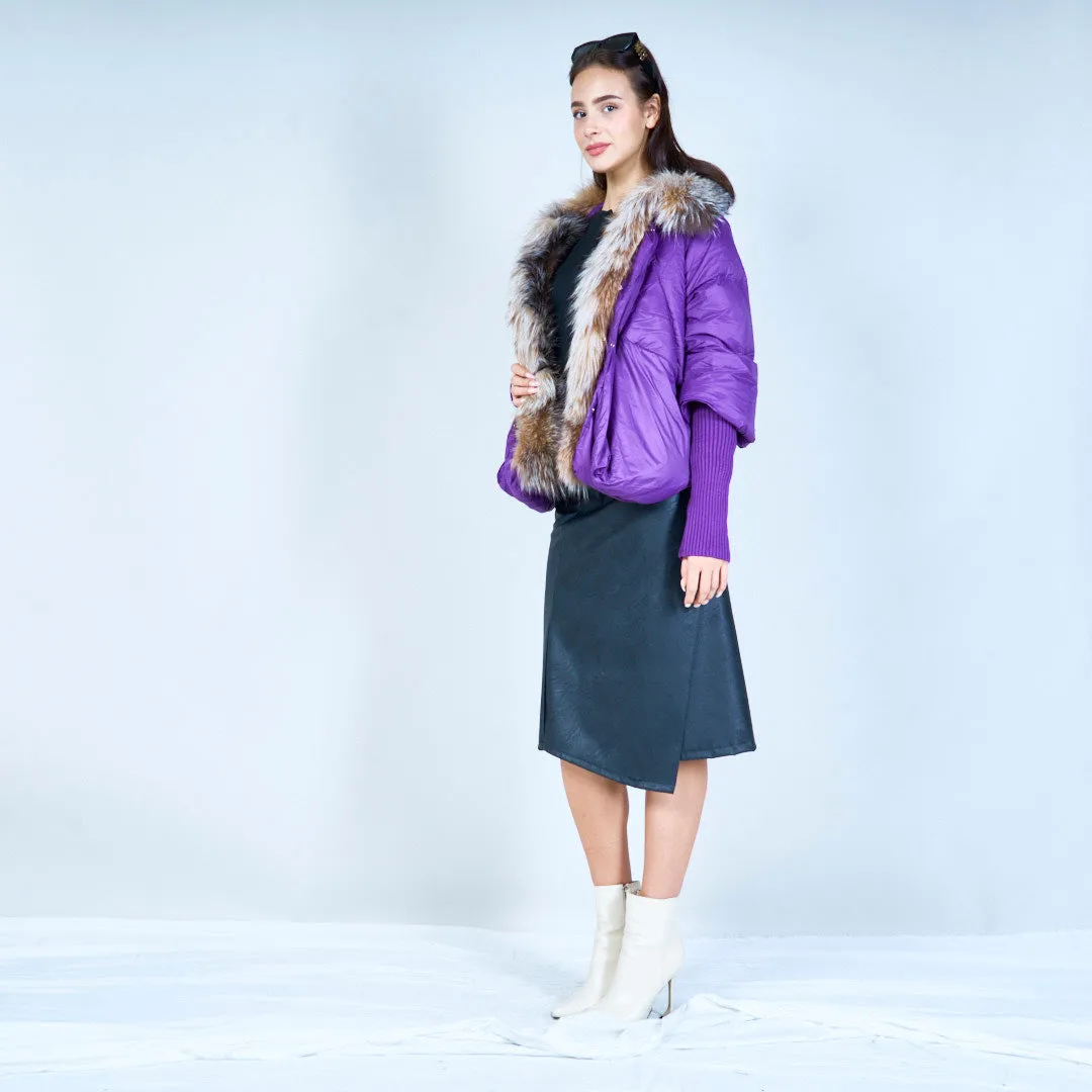 Stylish cropped puffer duck down coat with fur collar wholesale