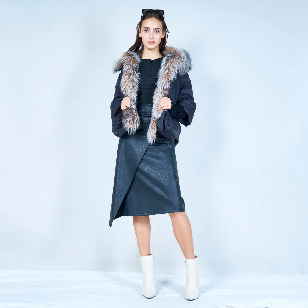 Stylish cropped puffer duck down coat with fur collar wholesale