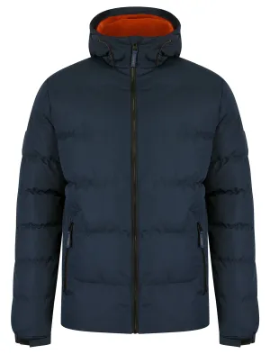 Takato Micro-Fleece Lined Quilted Puffer Jacket with Hood in Sky Captain Navy - Tokyo Laundry