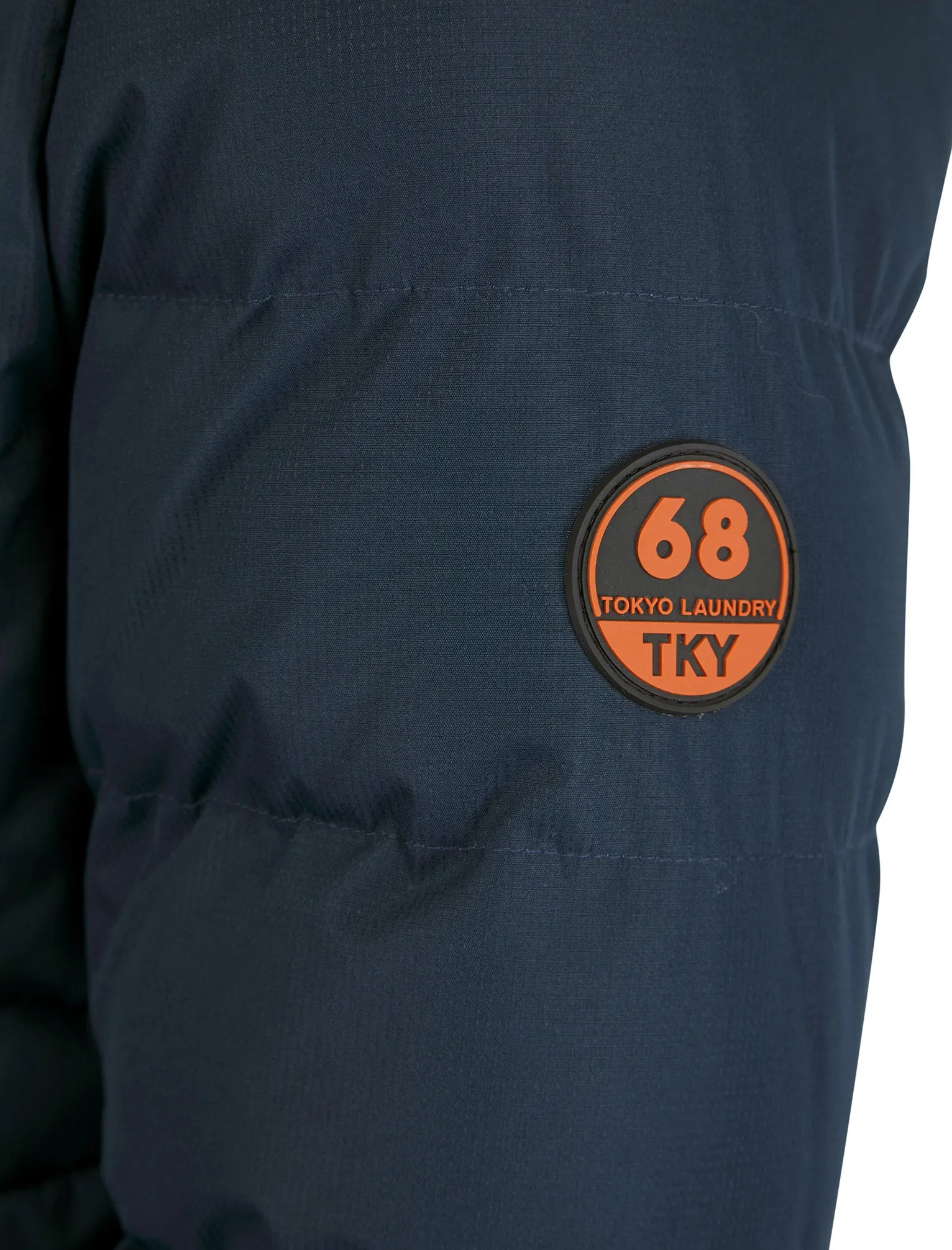 Takato Micro-Fleece Lined Quilted Puffer Jacket with Hood in Sky Captain Navy - Tokyo Laundry