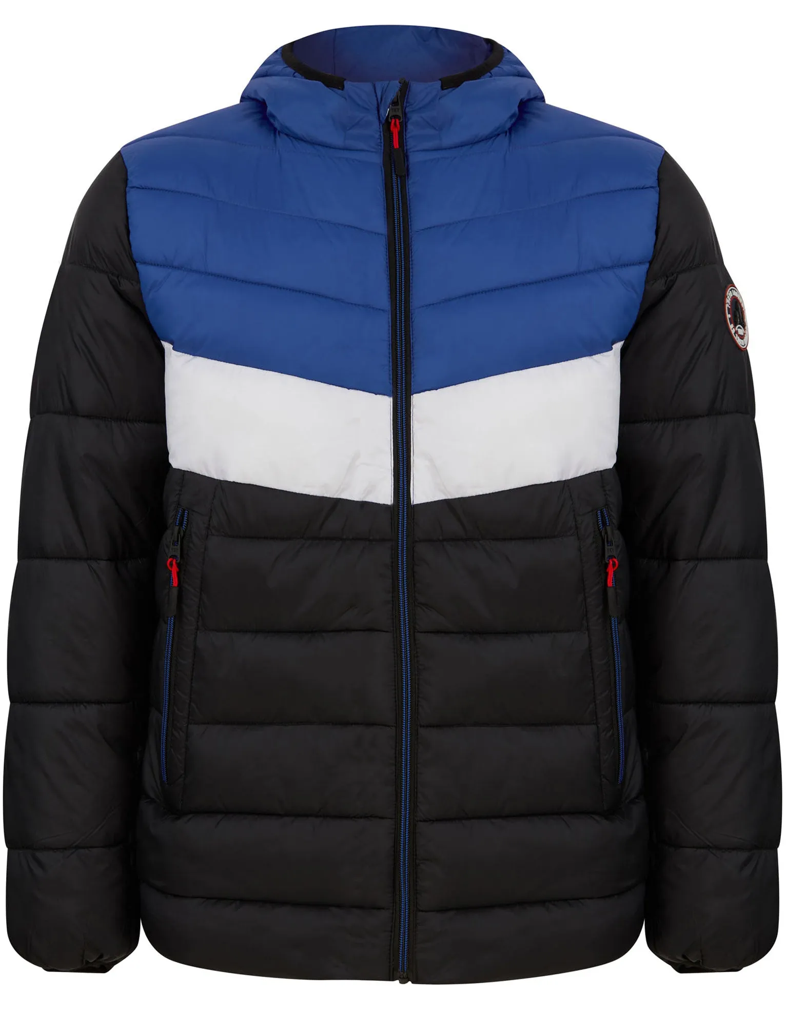 Torsten Colour Block Quilted Puffer Jacket with Hood in Sodalite Blue - Tokyo Laundry Active Tech