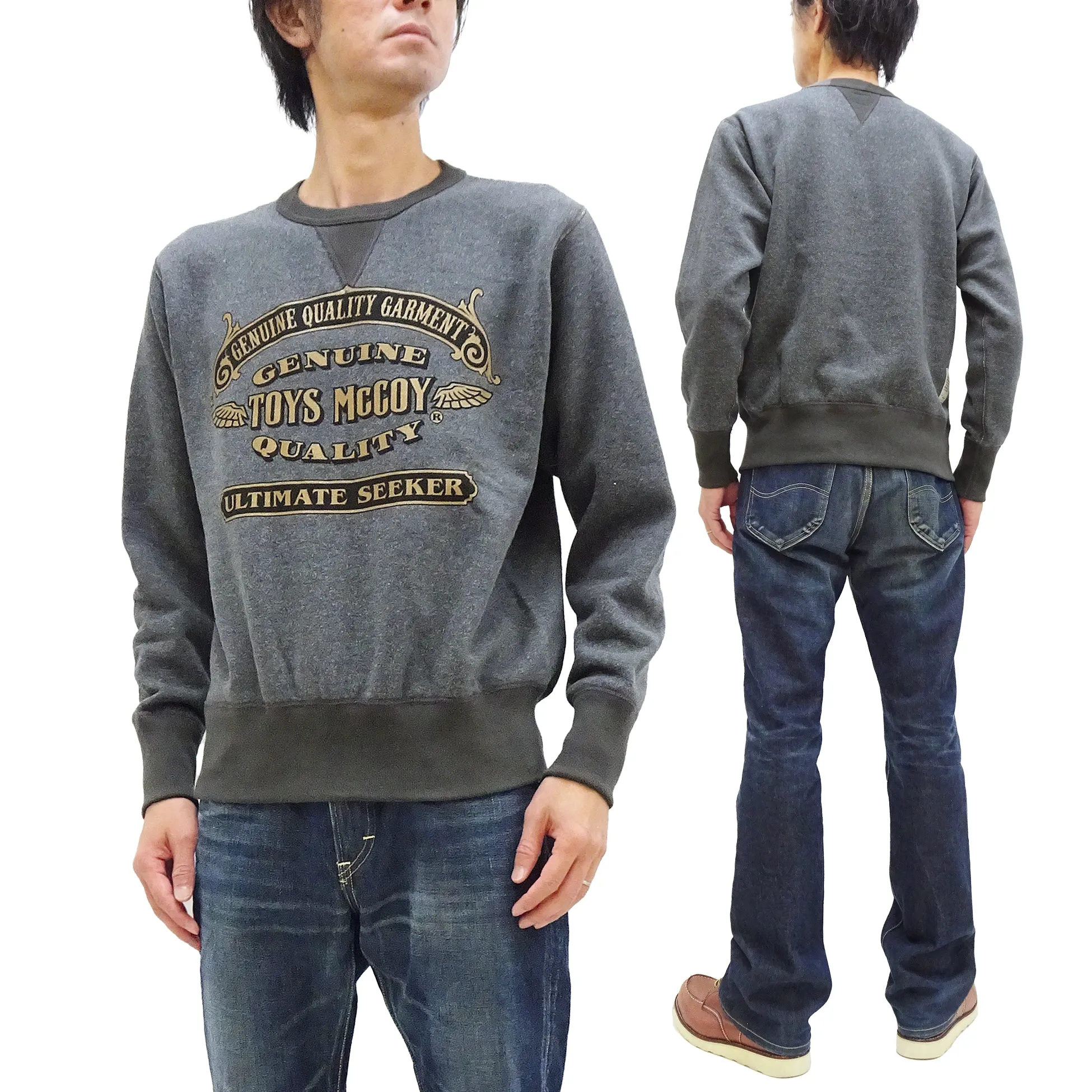 TOYS McCOY Sweatshirt Men's Loop-wheeled Melange Heather Black Custom Logo Sweat Shirt TMC2374