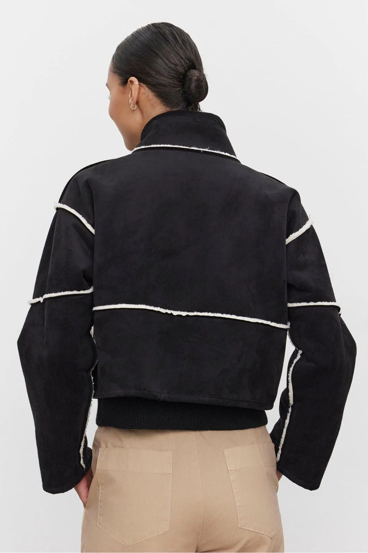 Velvet by Graham & Spencer Kelly 06 Luxe Sherpa Reversible Jacket | Black/Ecru | Clearance Final Sale