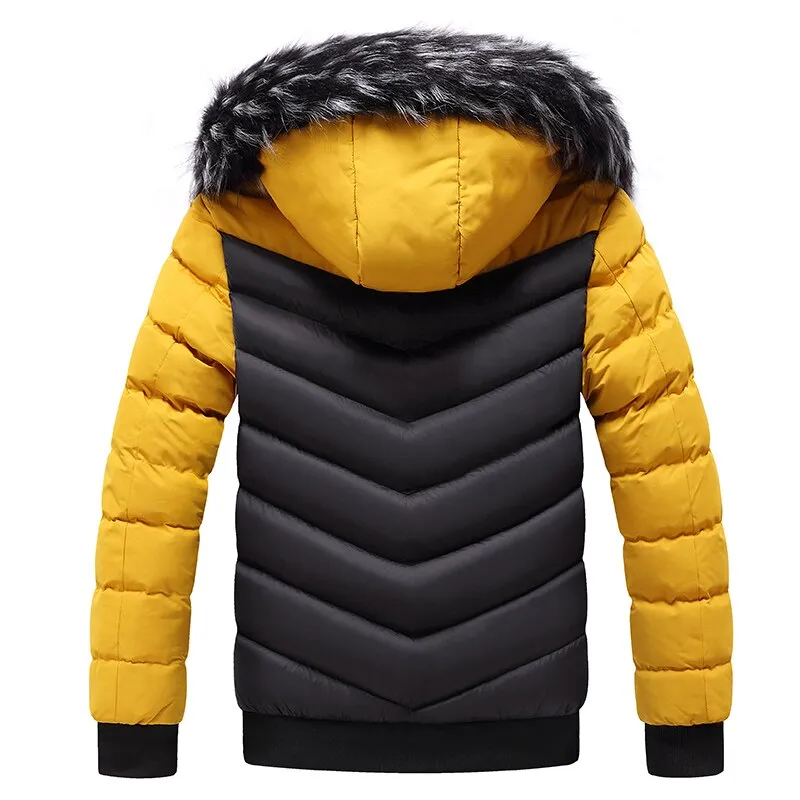 West Louis™ Patchwork Thick Warm Fur Hood Waterproof Parka