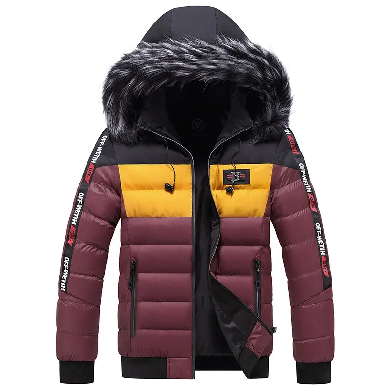 West Louis™ Patchwork Thick Warm Fur Hood Waterproof Parka