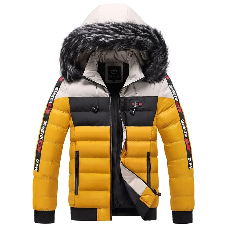 West Louis™ Patchwork Thick Warm Fur Hood Waterproof Parka