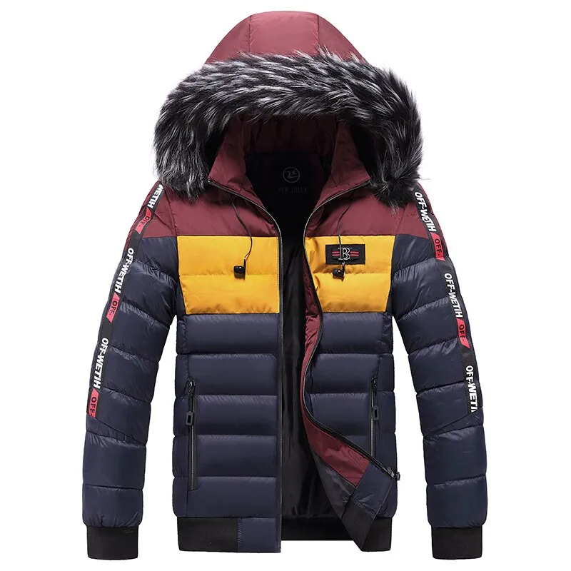 West Louis™ Patchwork Thick Warm Fur Hood Waterproof Parka