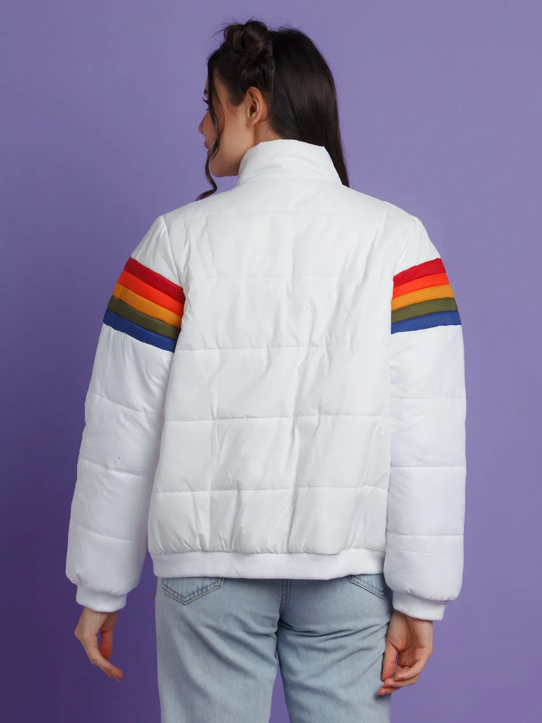 White Colorblock Jacket