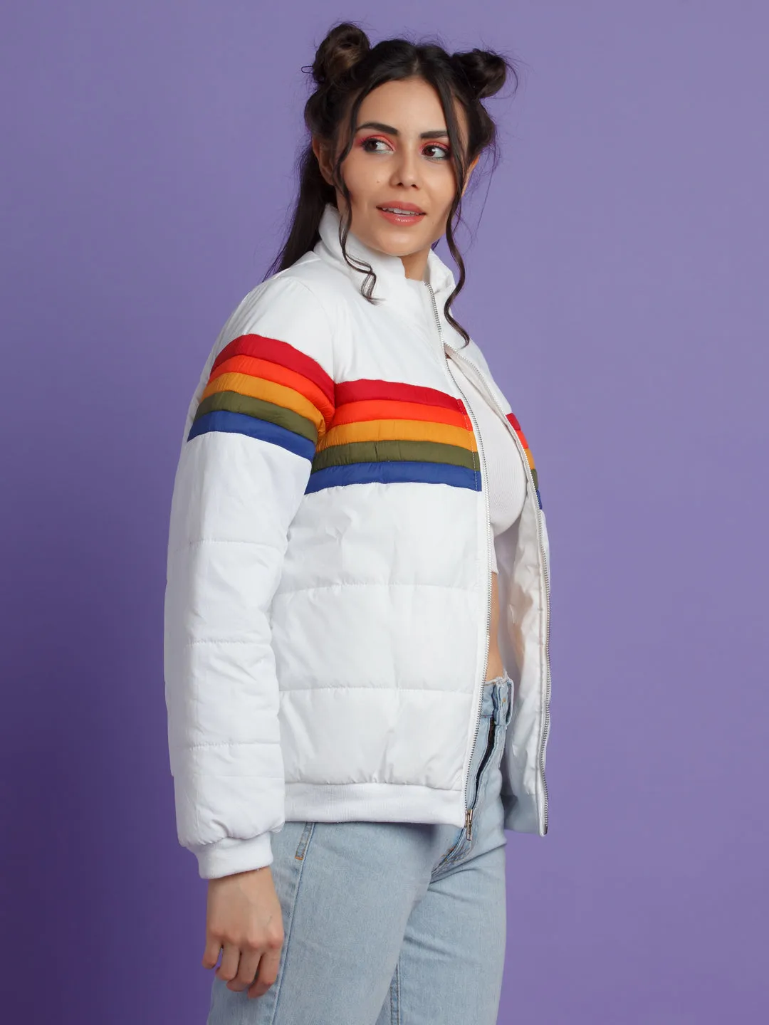 White Colorblock Jacket