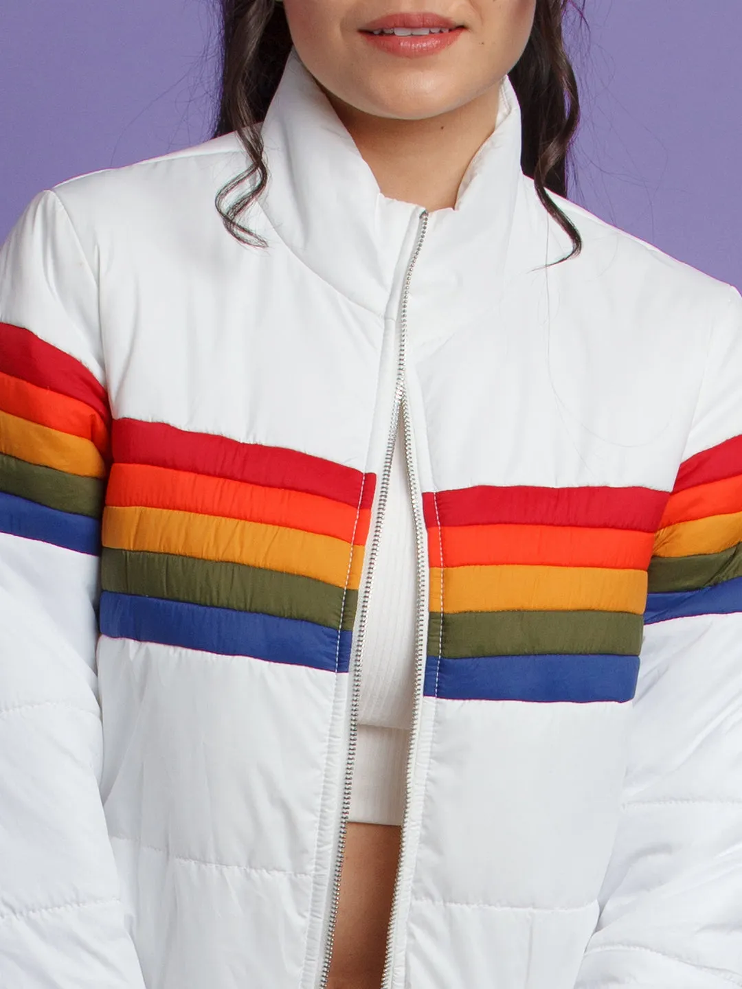 White Colorblock Jacket