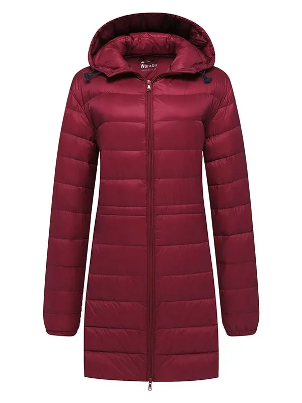 Women's Packable Puffer Coat Hooded Lightweight Long Winter Coats ThermoLite Long