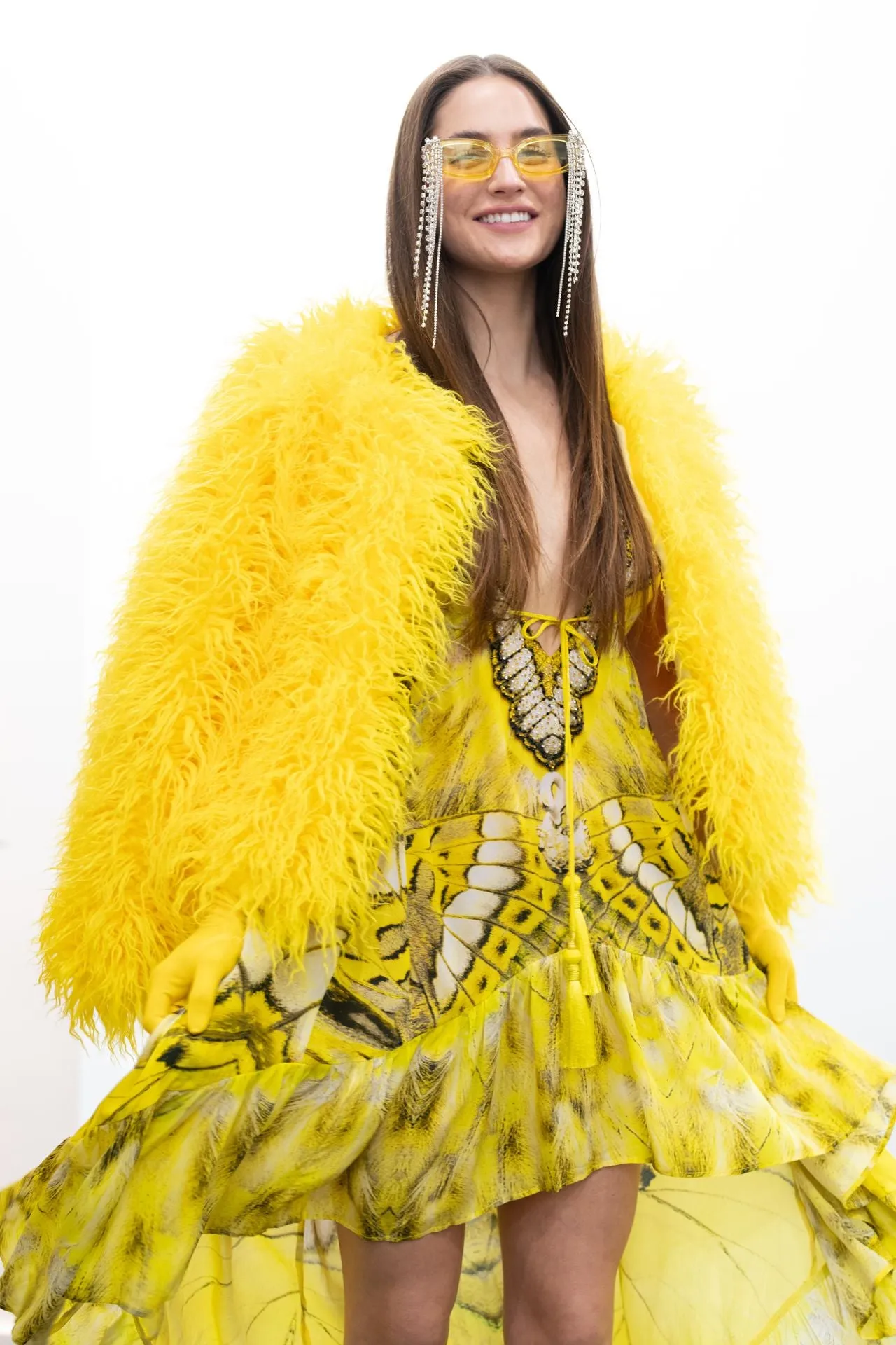 Yellow Faux Fur Jacket