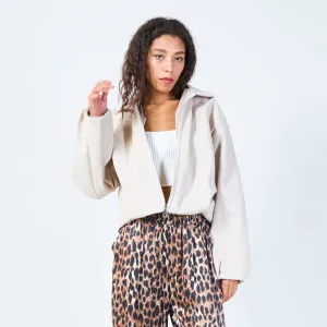 Zip-up cropped jacket wholesale